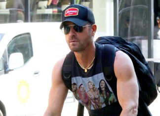 Justin Theroux Bikes In A Shirt With Ex Jennifer Aniston’s Pal Selena Gomez’s Face On It