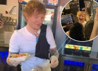 Ed Sheeran slings hot dogs at Chicago’s the Wieners Circle