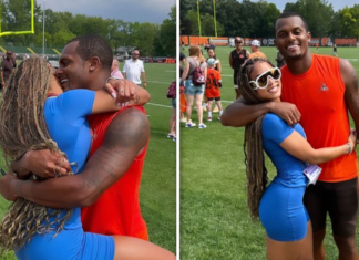 Deshaun Watson's GF Wraps Legs Around Quarterback At Browns Camp