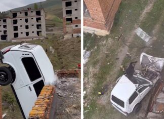 Russian Car Stunt Goes Horribly Wrong, Video of Failed Building Jump
