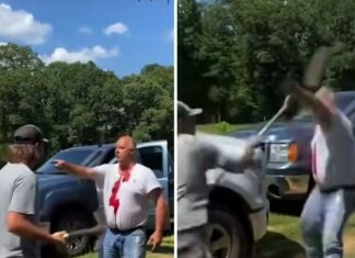 Crazy Shovel-Wielding Fight in Mississippi, One Man Bloodied