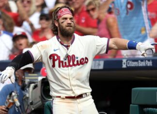 Bryce Harper belts 300th homer in Phillies’ loss to Angels