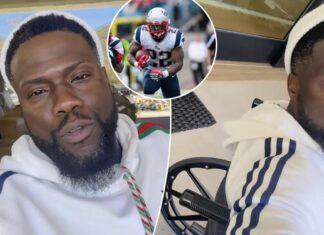 Kevin Hart in a wheelchair after tearing muscles racing NFL player Stevan Ridley: ‘Dumbest man alive’