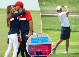 Jena Sims celebrates Brooks Koepka making US Ryder Cup team