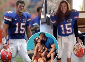 Tim Tebow’s wife Demi-Leigh mimics his Florida Gators speech