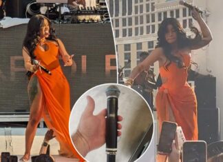 Cardi B’s hurled Vegas microphone lands big bucks in charity auction
