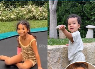 Khloe Kardashian's Kids True & Tatum Bounce on Trampoline in the Rain
