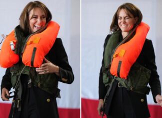 Kate Middleton breaks down laughing as she struggles to inflate life vest