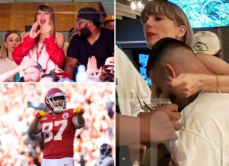 Taylor Swift and Travis Kelce show major PDA at post-game party
