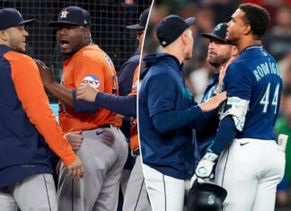 Astros’ Hector Neris charges at Mariners’ Julio Rodriguez, benches clear