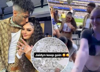 Blueface turns Rams suite into strip club, proposes to girlfriend