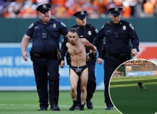 Streaker in ‘Virginity Rocks’ speedo gets trucked by Orioles security