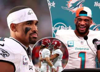 Alabama teammates Jalen Hurts, Tua Tagovailoa sharing Eagles-Dolphins spotlight