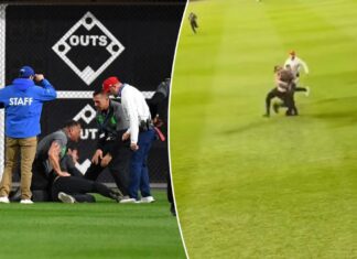 Phillies fan tackled by security guard after NLCS Game 2