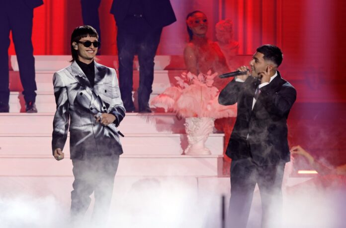 Peso-Pluma-and-Pedro-Tovar-of-Eslabon-Armado-latin-grammys-show-2023-billboard-1548.jpg