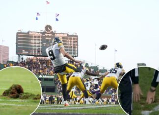 Wrigley Field turf completely falls apart for Iowa-Northwestern game