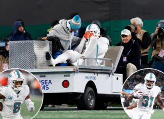 Raheem Mostert calls out MetLife turf after Jaelan Phillips injury vs. Jets