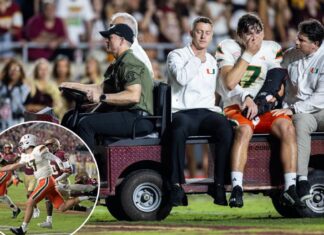 Miami QB Emory Williams carted off field after scary injury