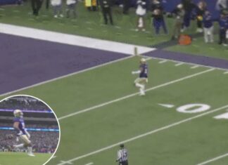 Washington’s Alphonzo Tuputala drops ball before end zone after INT