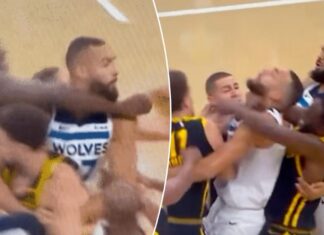 Draymond Green puts Rudy Gobert in headlock in Warriors-Timberwolves fight