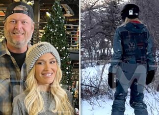 Gwen Stefani & Blake Shelton Go Skiing, Tubing with Kids in Utah