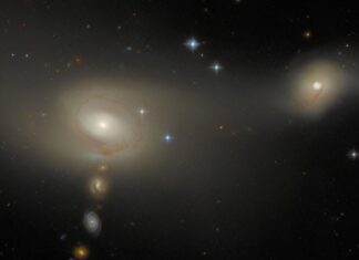 Hubble captures a formation of galaxies neatly lined up