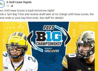 X-Golf Cedar Rapids offers free beers until Iowa scores vs. Michigan