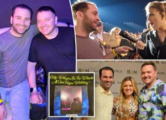 Gay couple say they ‘manifested’ Kelly Clarkson at their wedding