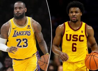 LeBron James watches Bronny’s game while giving postgame interview