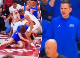 Alabama’s Mohamed Wague gets away with vicious elbow on Florida player