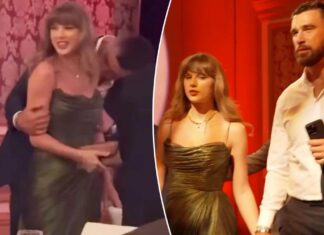 Travis Kelce kisses Taylor Swift’s shoulder in PDA-packed night at gala