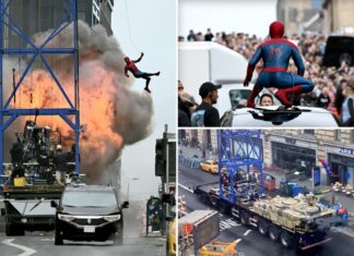 Tom Holland stunt double swings into explosive action in ‘NYC’ for latest Spider-Man movie